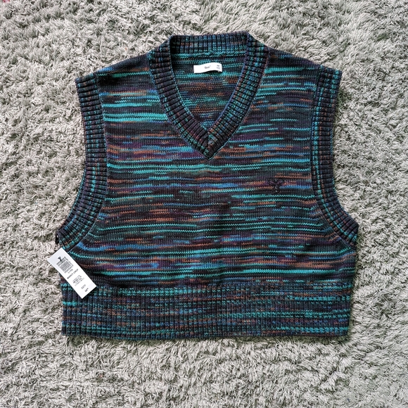 Aritzia TNA Marcy Crop Vest in Space Dye Midnight Blue XS - Picture 1 of 6